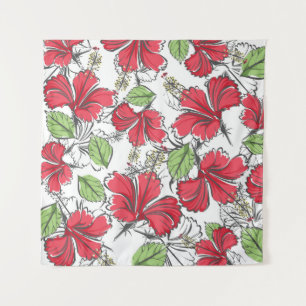 Tenture Embrassez les tropiques avec vintage hibiscus moti