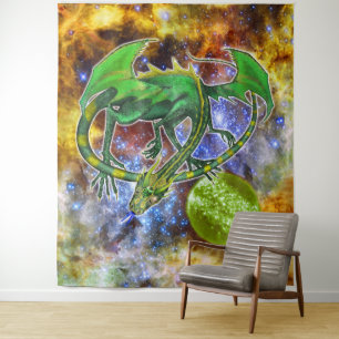 Tenture Emerald Cosmic Dragon