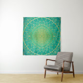 Tenture Emerald Gold Mandala Green (En situation (horizontale))