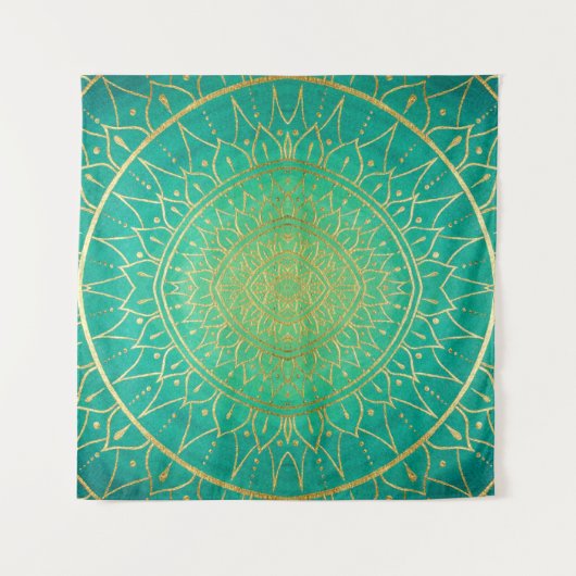 Tenture Emerald Gold Mandala Green (Devant)