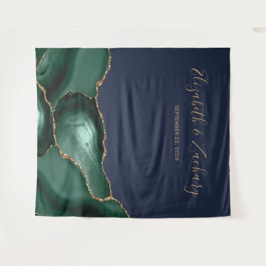 Tenture Emerald Green Agate Marine Blue Mariage Photo Boot (Devant (Horizontal))