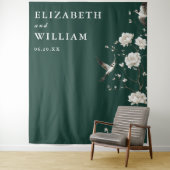 Tenture Emerald Green Chinoiserie Mariage fond photo (En situation)