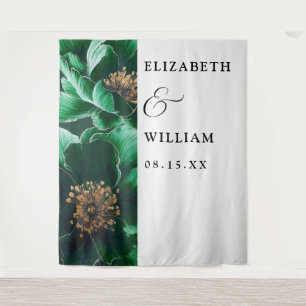 Tenture Emerald Green Elegant Floral Mariage fond