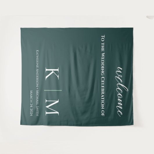 Tenture Emerald Green et White-Mariage- (Devant (Horizontal))