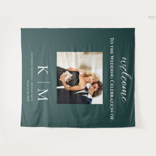 Tenture Emerald Green et White-Photo Mariage- (Devant (Horizontal))