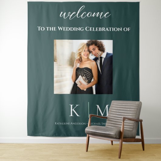 Tenture Emerald Green et White-Photo Mariage- (En situation)