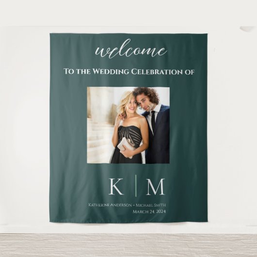 Tenture Emerald Green et White-Photo Mariage- (Devant)