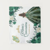 Tenture Emerald Green Floral Quinceañera Gold Affiche de b (Devant)