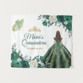 Tenture Emerald Green Floral Quinceañera Gold Affiche de b (Devant (Horizontal))