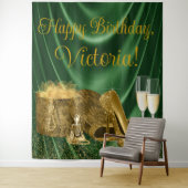 Tenture Emerald Green Gold High Heure Anniversaire fond (En situation)