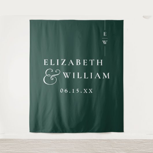 Tenture Emerald Green Minimalist Mariage photo fond (Devant)