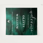 Tenture Emerald Green Wedding Welcome Sign Backdrop (Devant (Horizontal))