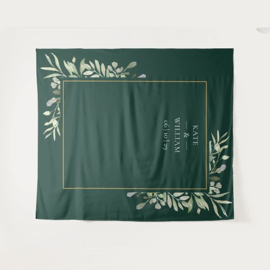 Tenture Emerald Greenery Mariage Photo Booth Backdrop (Devant (Horizontal))