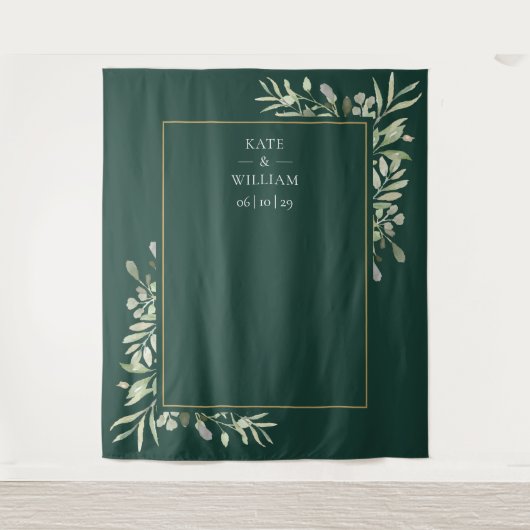 Tenture Emerald Greenery Mariage Photo Booth Backdrop (Devant)