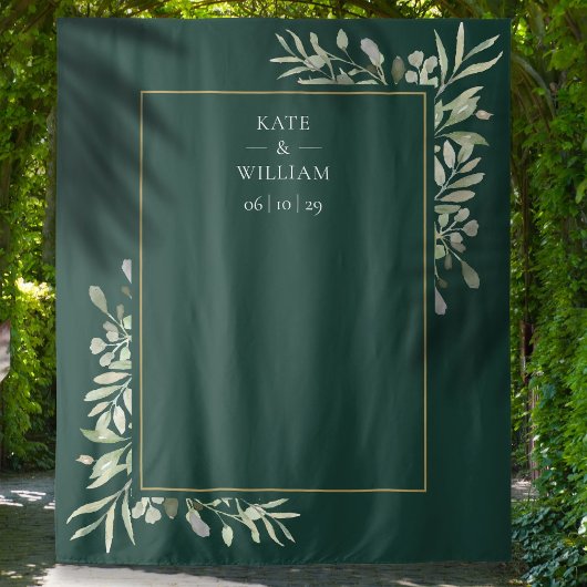 Tenture Emerald Greenery Mariage Photo Booth Backdrop