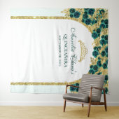 Tenture Emeraude Fleur Princesse Or Arche Quinceanera (En situation (horizontale))