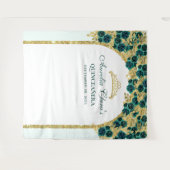Tenture Emeraude Fleur Princesse Or Arche Quinceanera (Devant (Horizontal))