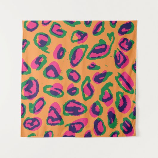 Tenture Empreinte de léopard, Motif animal coloré. (Devant)