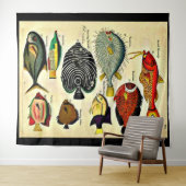 Tenture empreinte de poisson (En situation (horizontale))