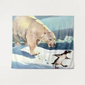 Tenture Empreinte d'ours polaire et de manchots des années (Devant (Horizontal))
