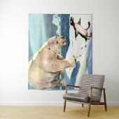 Tenture Empreinte d'ours polaire et de manchots des années (En situation)