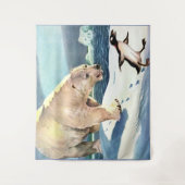 Tenture Empreinte d'ours polaire et de manchots des années (Devant)