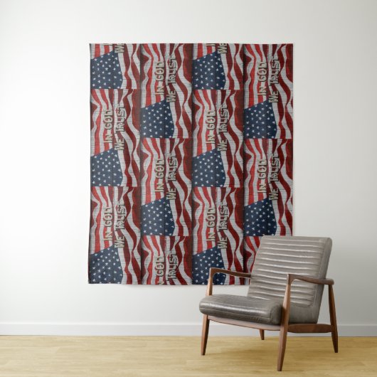 Tenture En Dieu, nous faisons confiance à Rustic Barque Am (En situation)