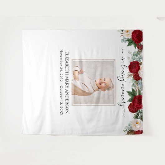 Tenture En Mémoire Amoureuse Photo Rouge Blanc Roses Memor (Devant (Horizontal))