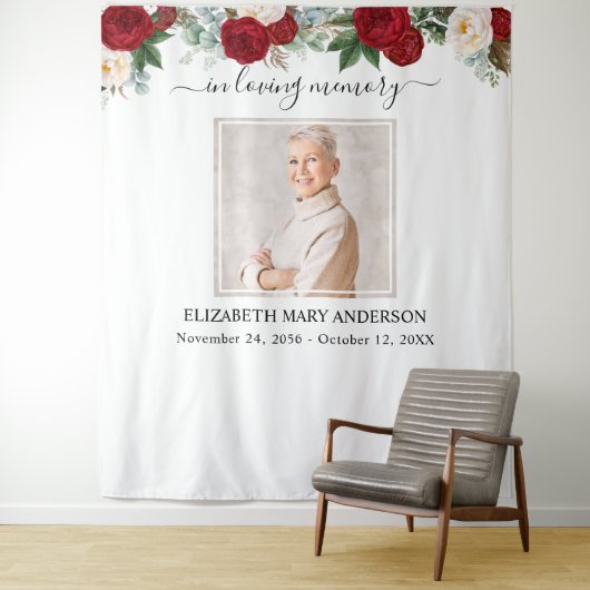 Tenture En Mémoire Amoureuse Photo Rouge Blanc Roses Memor (En situation)
