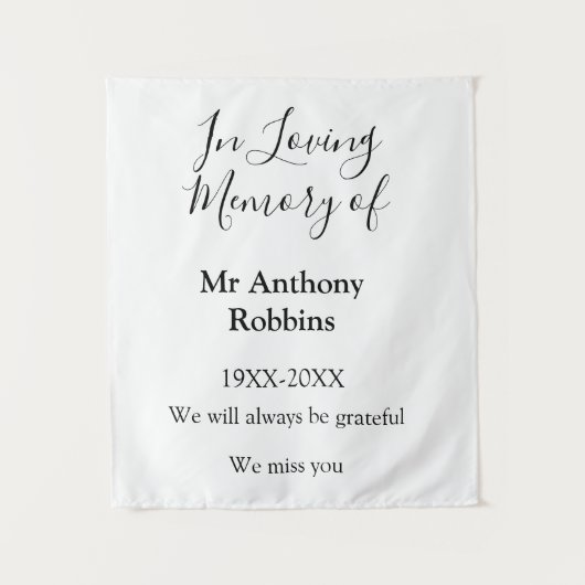 Tenture En souvenir affectueux du nom souvenir funéraire (Devant)
