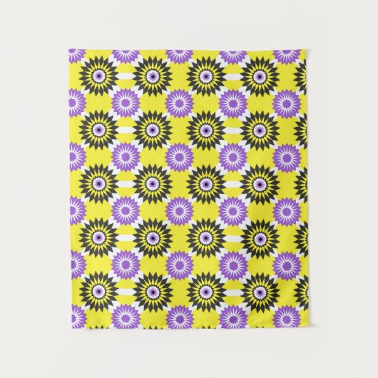 Tenture Enby pride colors / yellow mirror flower pattern (Devant)