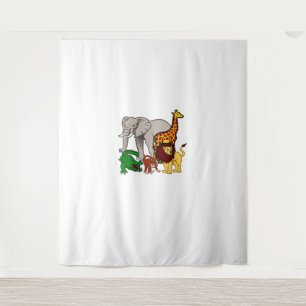 Tenture Enfants Eléphant Giraffe Garçons Filles Lion Zoo A