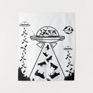 Tenture Enlèvement d'Aliens de vache