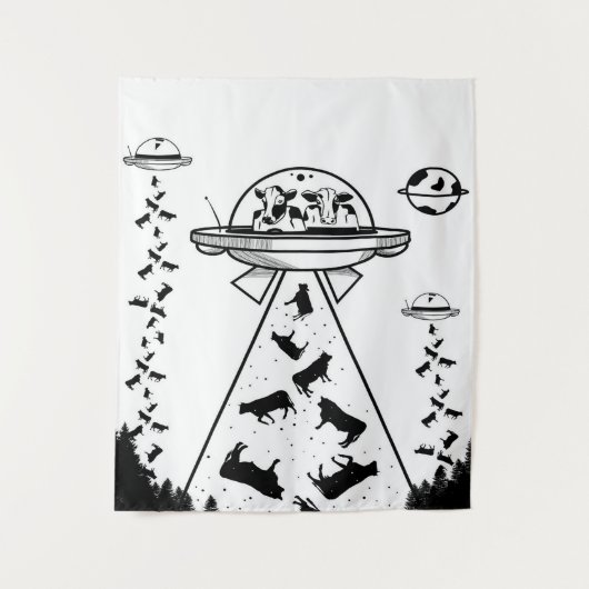 Tenture Enlèvement d'Aliens de vache (Devant)