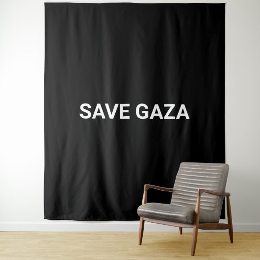 Tenture Enregistrer Gaza noir blanc texte personnalisé min (En situation)