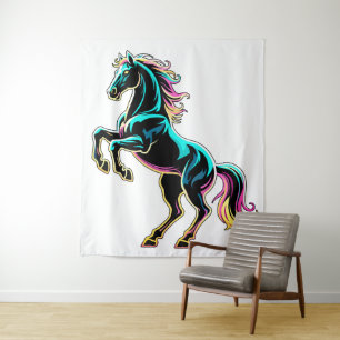 Tenture Enseigne au néon Cheval Style Rétro Glitch