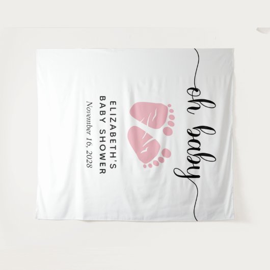 Tenture Enseigne de bienvenue pour shower de bébé fille To (Devant (Horizontal))