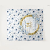 Tenture Enseigne pailletée dorée bleu poussiéreux classiqu (Devant (Horizontal))