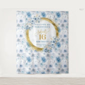 Tenture Enseigne Pailletée Dorée Unique Bleu Clair pour Sw (Devant)