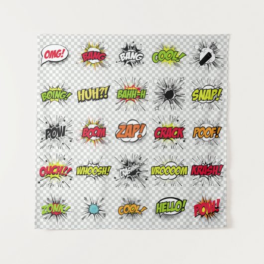 Tenture Ensemble abstrait d'objets pop art sur un dossier (Devant)