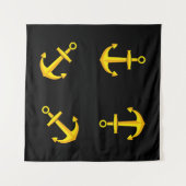 Tenture Ensemble d'ancre de bateau doré de dessin animé (Devant (Horizontal))