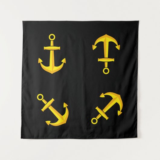 Tenture Ensemble d'ancre de bateau doré de dessin animé (Devant)