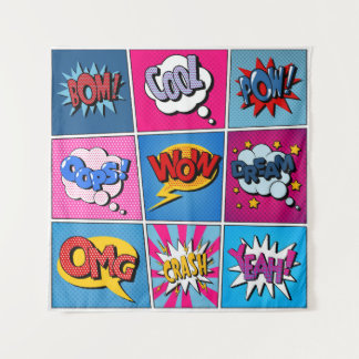 Tenture Ensemble de bulles comiques. Expressions Bom, Cool