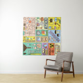 Tenture Ensemble d'illustrations Vintages de la chimie (En situation (horizontale))