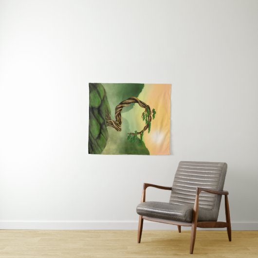 Tenture Enso Zen Circle Bonsai Tree (En situation (horizontale))