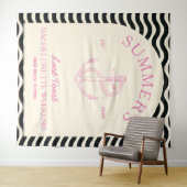 Tenture Enterrement de vie de jeune fille rétro rose tropi (En situation (horizontale))