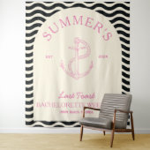 Tenture Enterrement de vie de jeune fille rétro rose tropi (En situation)