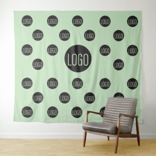 Tenture Entreprise de fond vert personnalisé avec logo éta