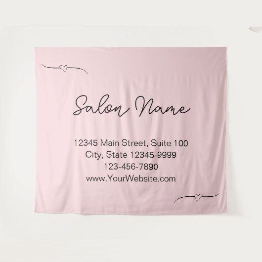 Tenture Entreprise Pale Rose & Noir Nom manuscrit Script (Devant (Horizontal))