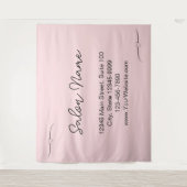 Tenture Entreprise Pale Rose & Noir Nom manuscrit Script (Devant)